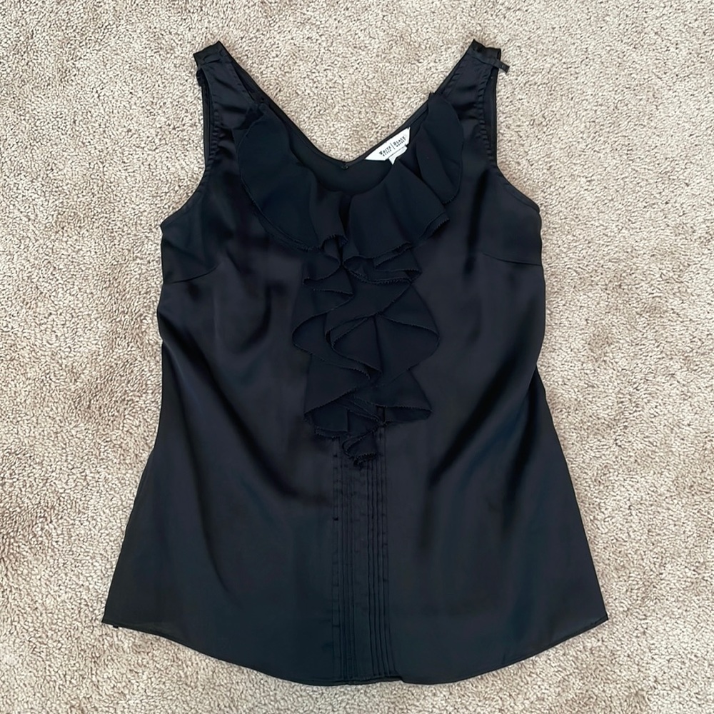 Black ruffle tank blouse